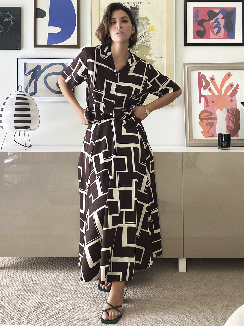 Sustainaフレアボリュームプリントスカート