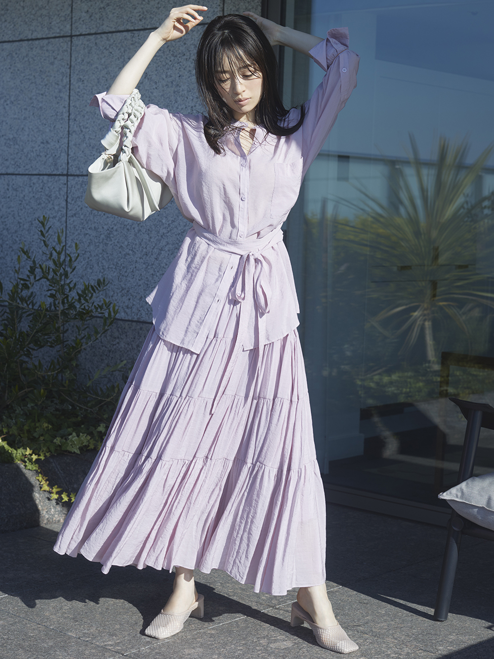 シアーボリュームティアードスカート