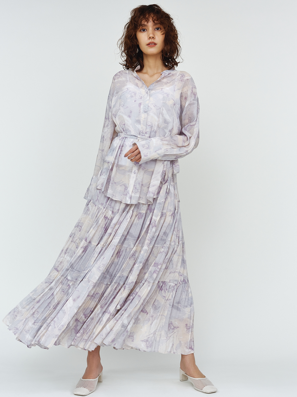 シアーボリュームティアードスカート