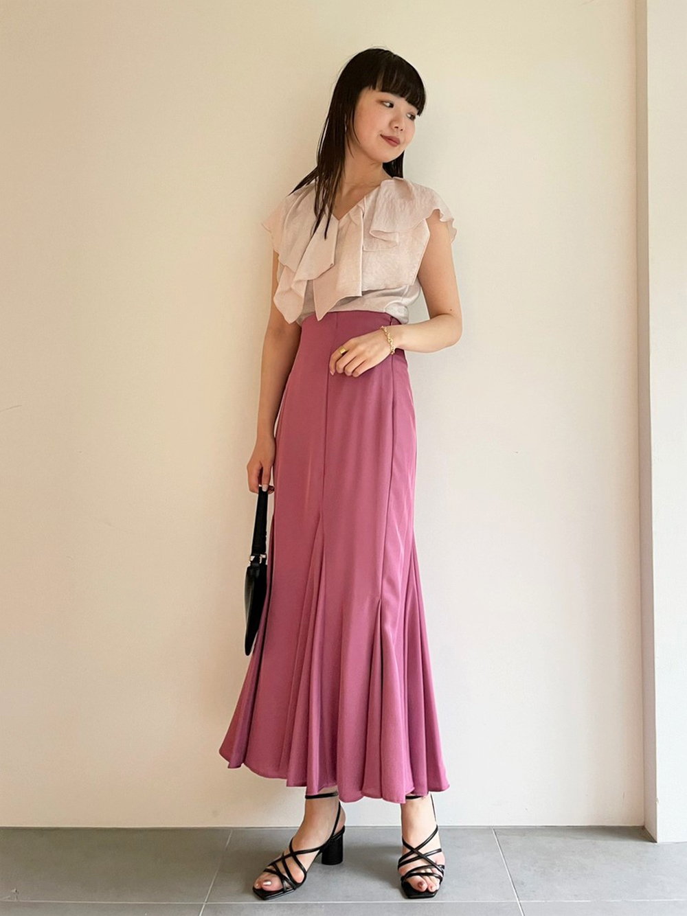 公式】 マーメイド ハイウエスト 完売 ピンク SNIDEL スカート フレア - ロングスカート