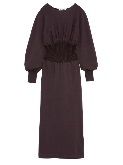 ウエストマークパターンニットワンピース