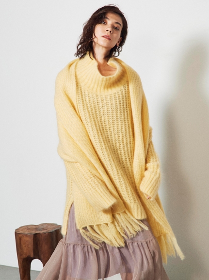 ルーズネックモヘアニットプルオーバー