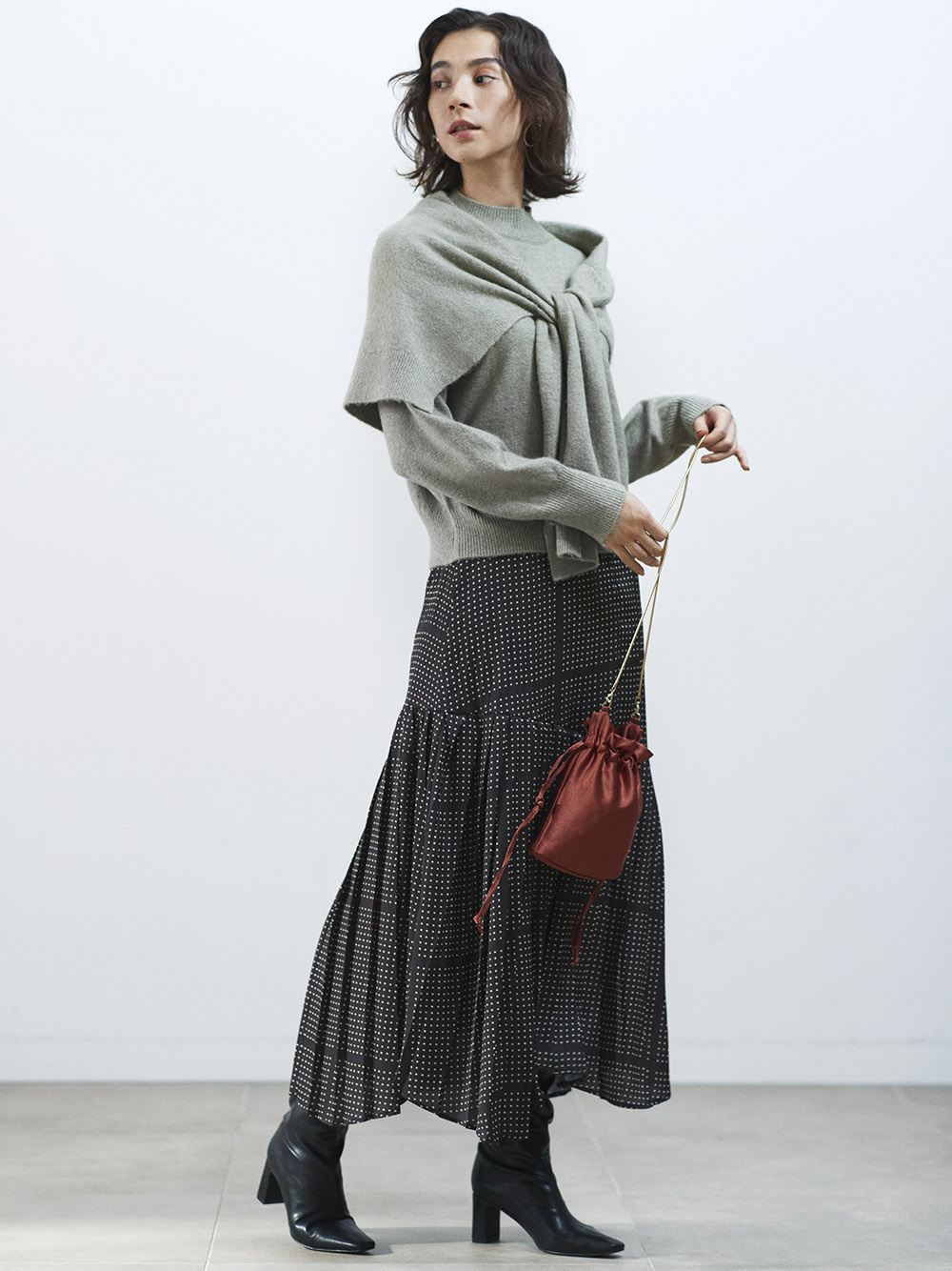 ショールニットセットプルオーバー