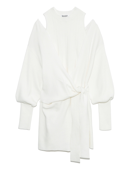 レイヤードカシュクールニットプルオーバー