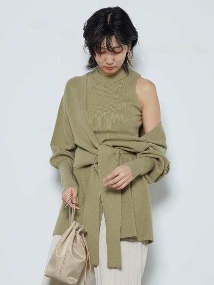 レイヤードカシュクールニットプルオーバー