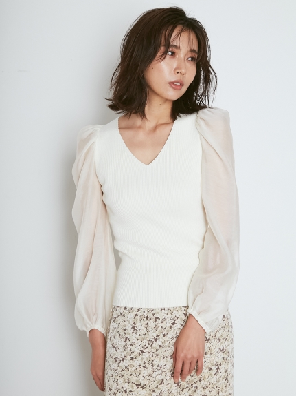 パフスリリブニットプルオーバー