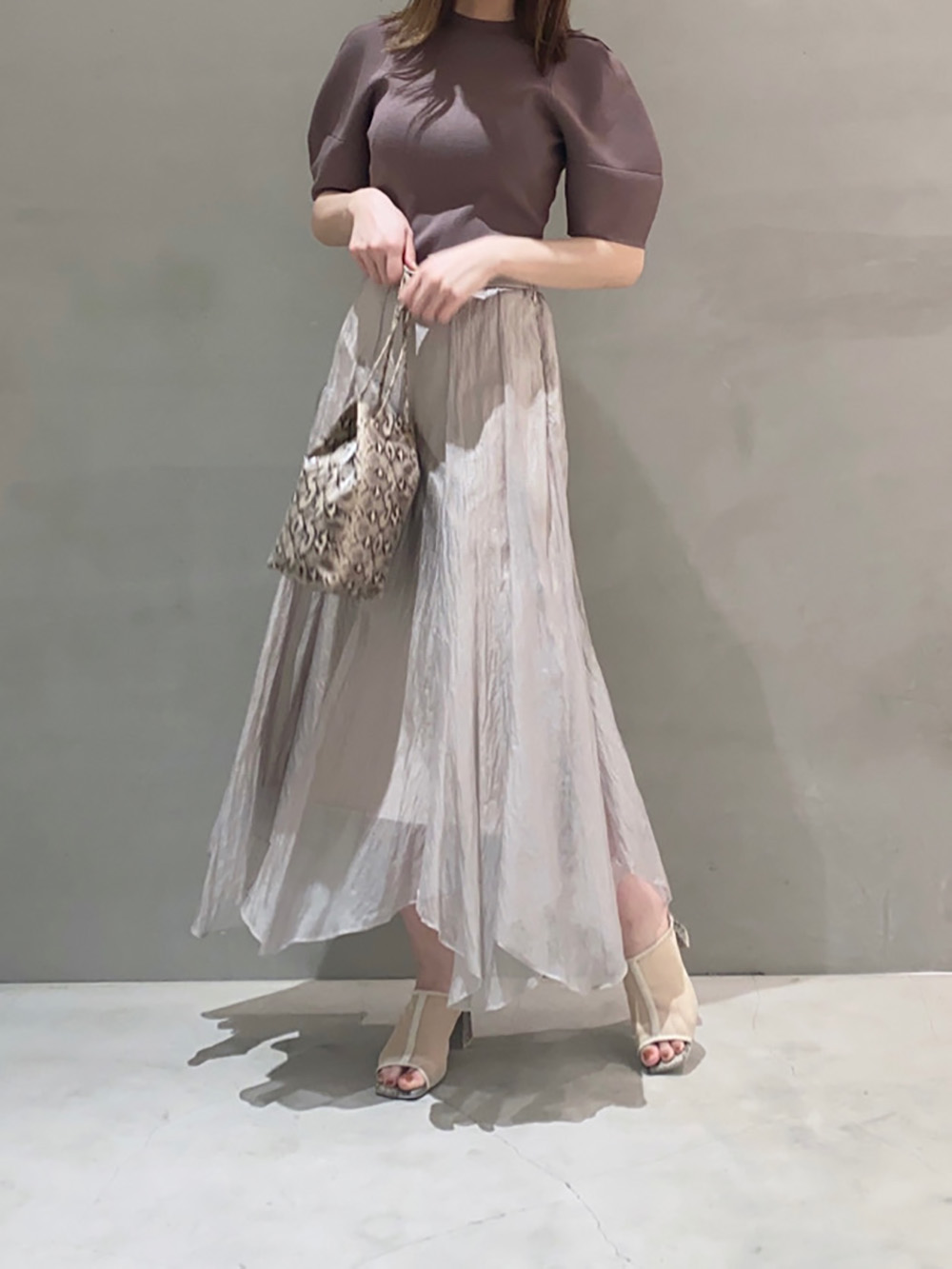 Sustainaパターンパフスリニットプルオーバー