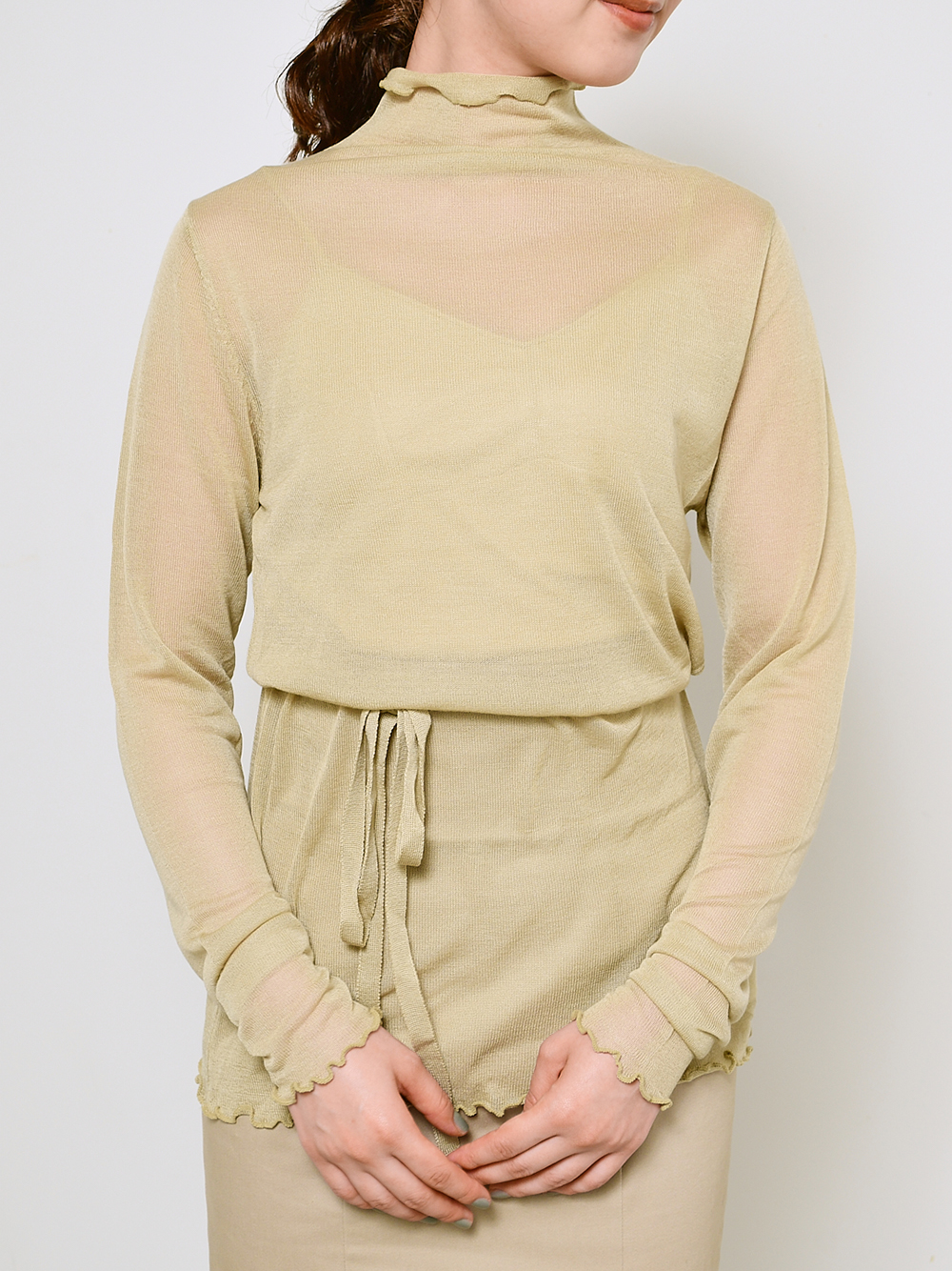 シアーハイネックニットプルオーバー