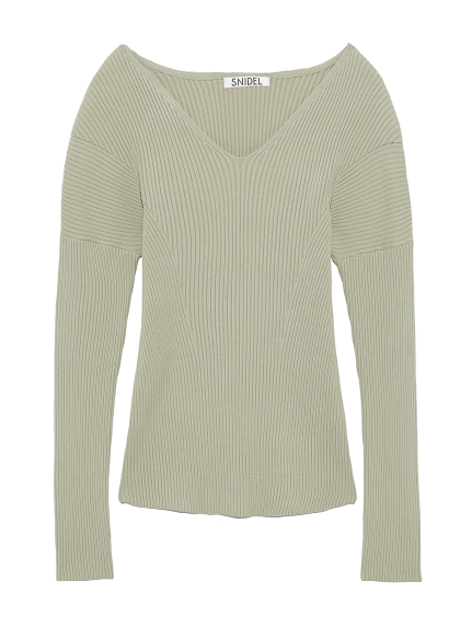 Sustainaオフショルリブニットプルオーバー