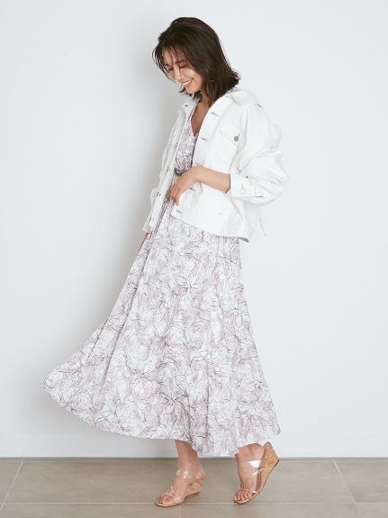 ラインフラワーウエストギャザーワンピース マキシ ロングワンピース ワンピース Snidel スナイデル の通販サイト 公式