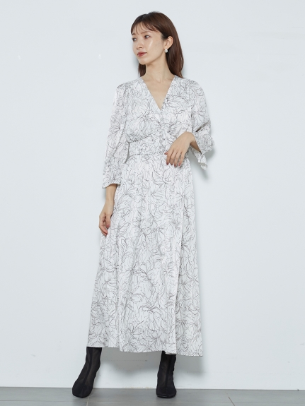 ラインフラワーウエストギャザーワンピース マキシ ロングワンピース ワンピース Snidel スナイデル の通販サイト 公式