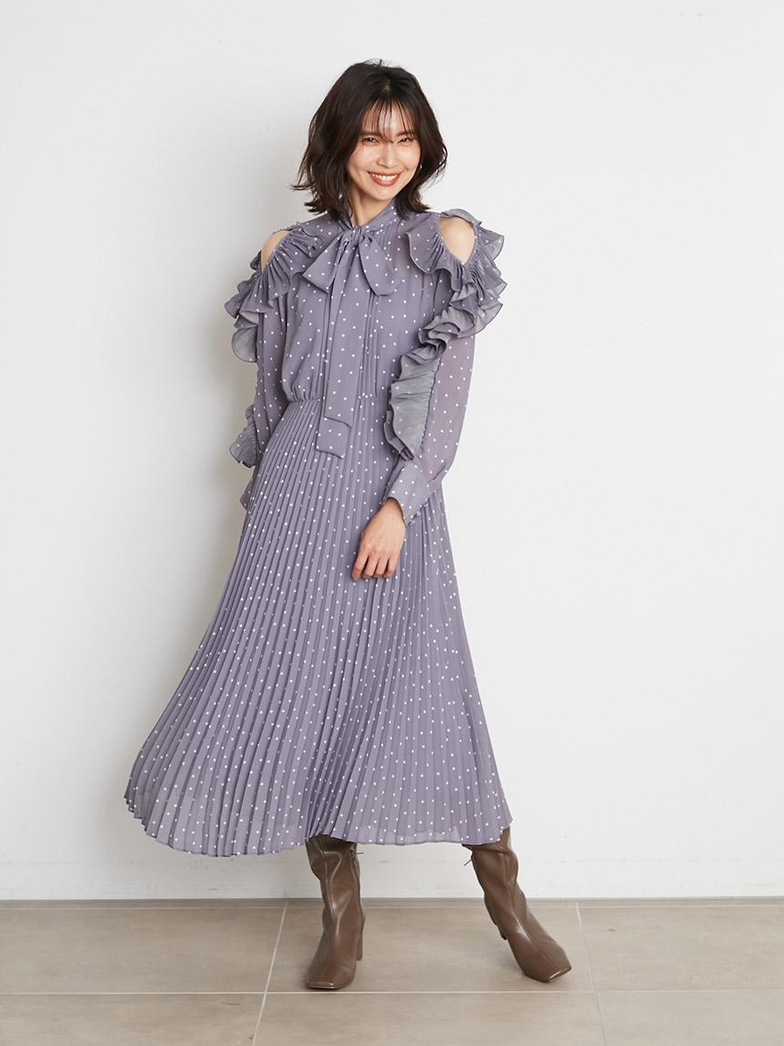 シフォンボウタイドットワンピース マキシ ロングワンピース ワンピース Snidel スナイデル の通販サイト 公式