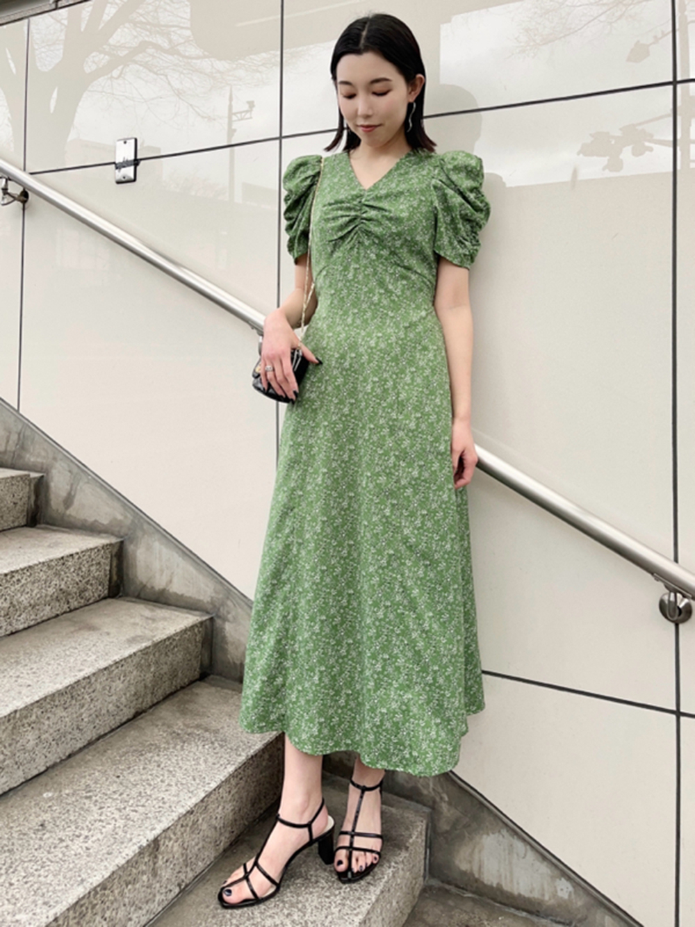 スナイデル Sustainableギャザープリントワンピース 新木優子 Sサイズ-