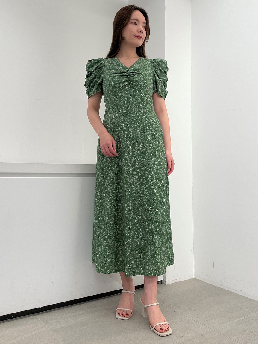 【WEB限定サイズあり】Sustainableギャザープリントワンピース