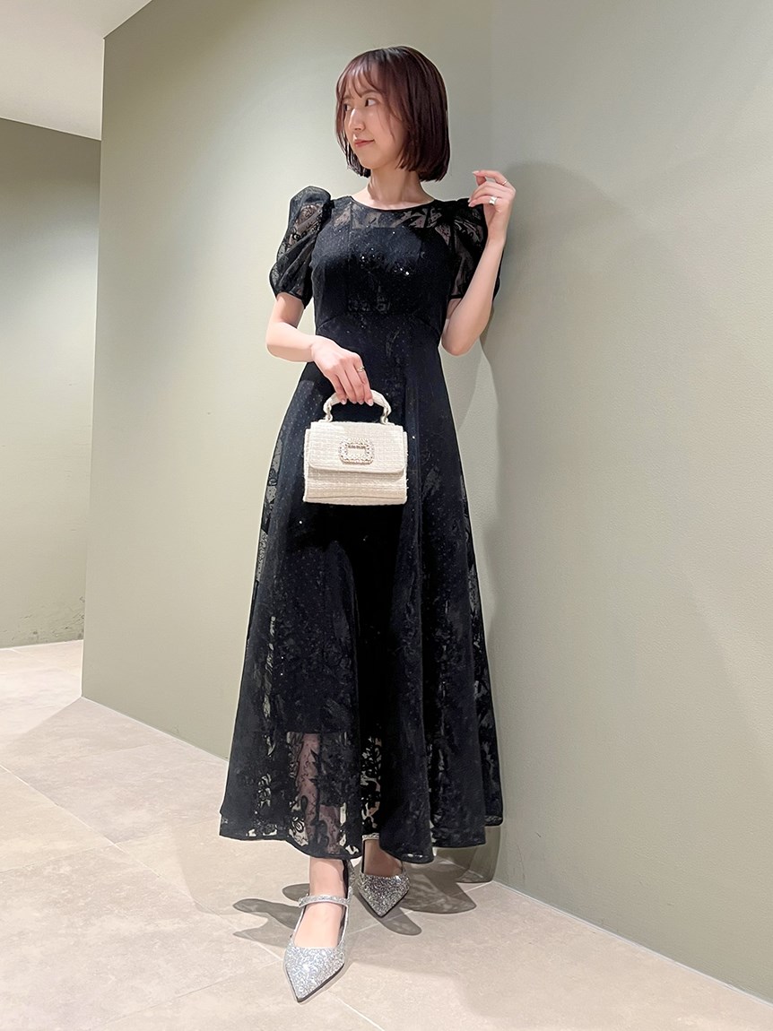 【限定】スパンコール刺繍ドレス(マキシ・ロングワンピース 