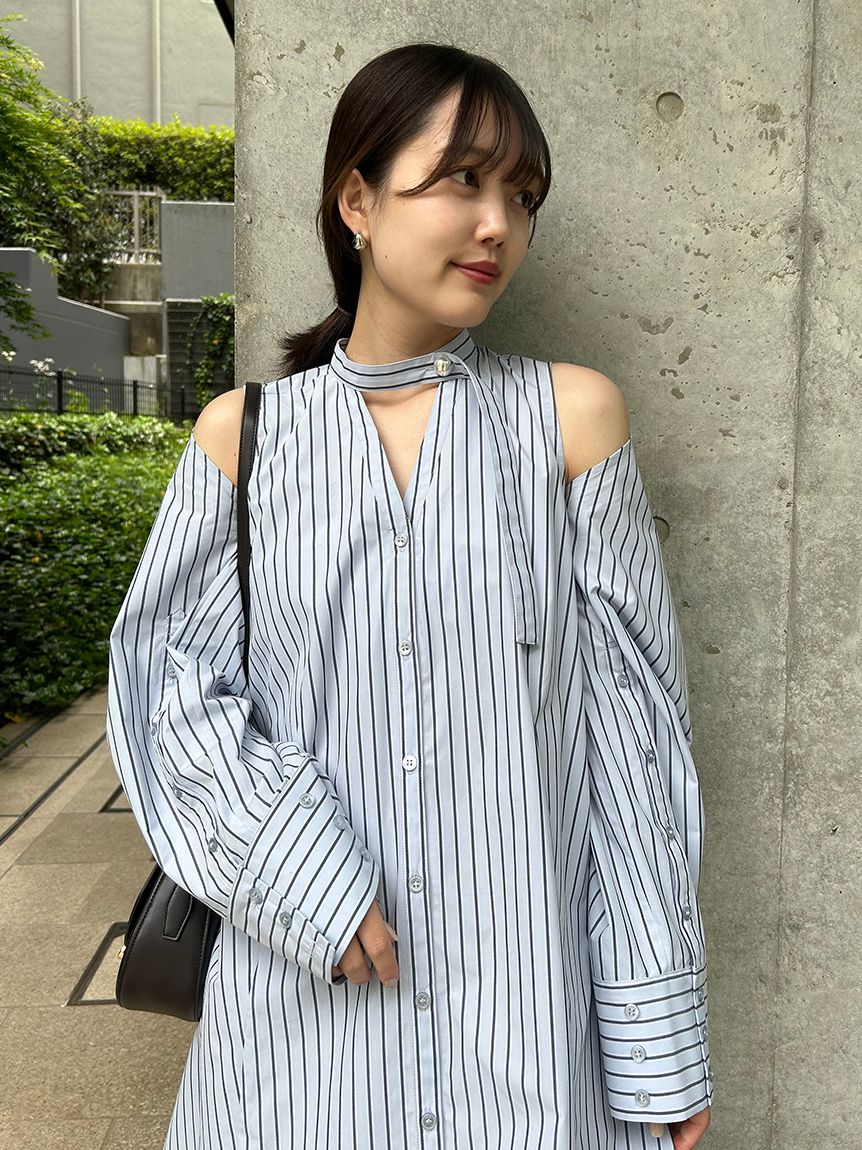 SNIDEL Sustainable2wayシャツミニワンピース STRIPE