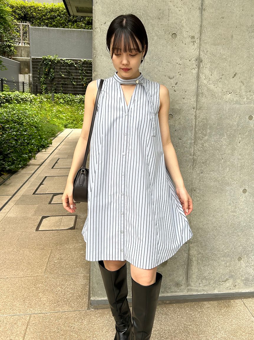 SNIDEL Sustainable2wayシャツミニワンピース STRIPE-