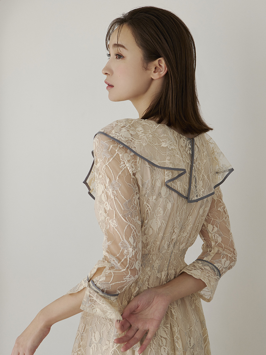 ラスト 限定 新品 SNIDEL レース刺繍ドレス ベージュ 0 (S)フォーマル/ドレス