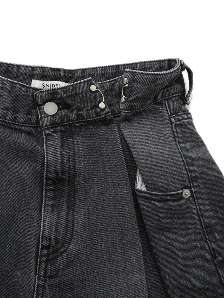 ダブルタックデニムワイドパンツ DENIM スナイデル SNIDEL 黒