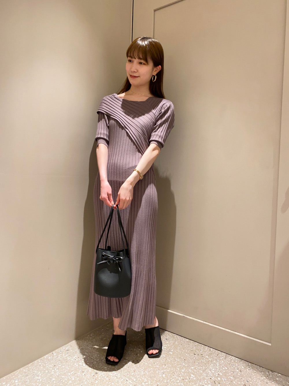 アシメワイドリブニットワンピース マキシ ロングワンピース ワンピース Snidel スナイデル の通販サイト 公式