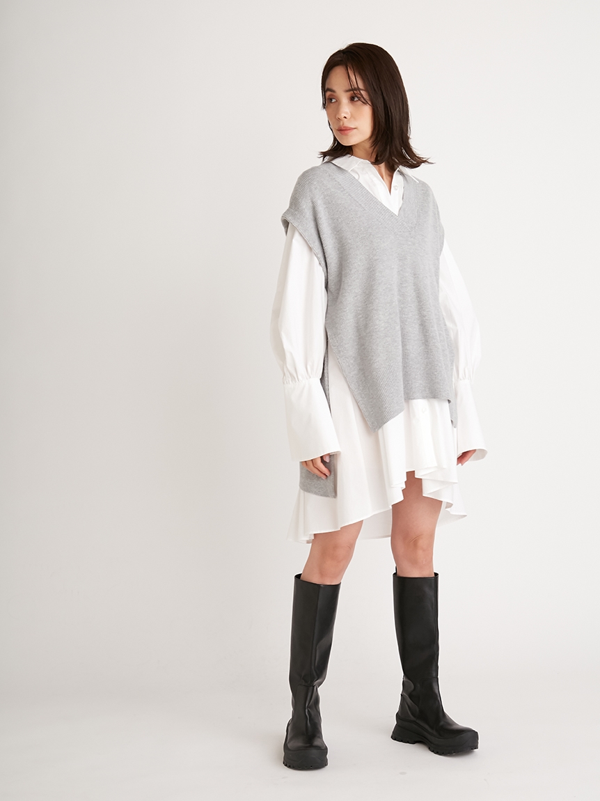 超大特価 Sustainableニットベストミニワンピース - シャツ/ブラウス 
