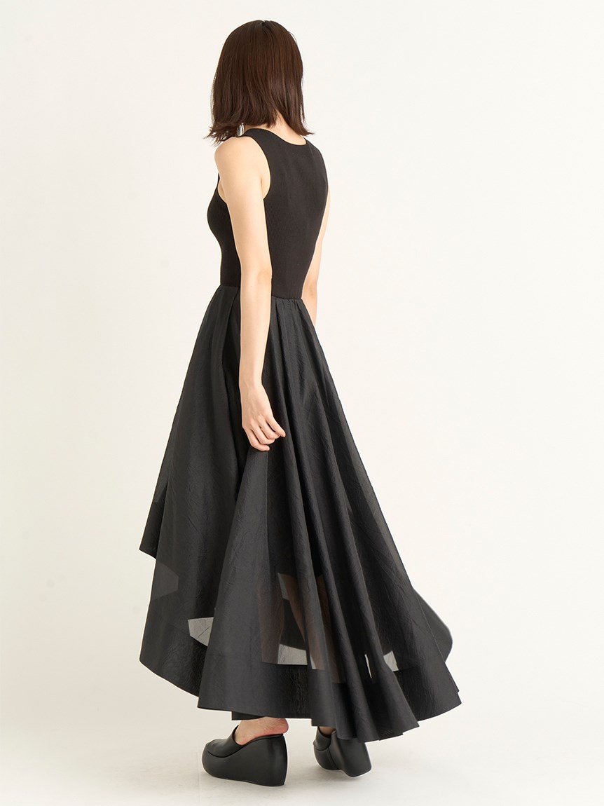 【WEB限定カラーあり】ニットドッキングシアーワンピース