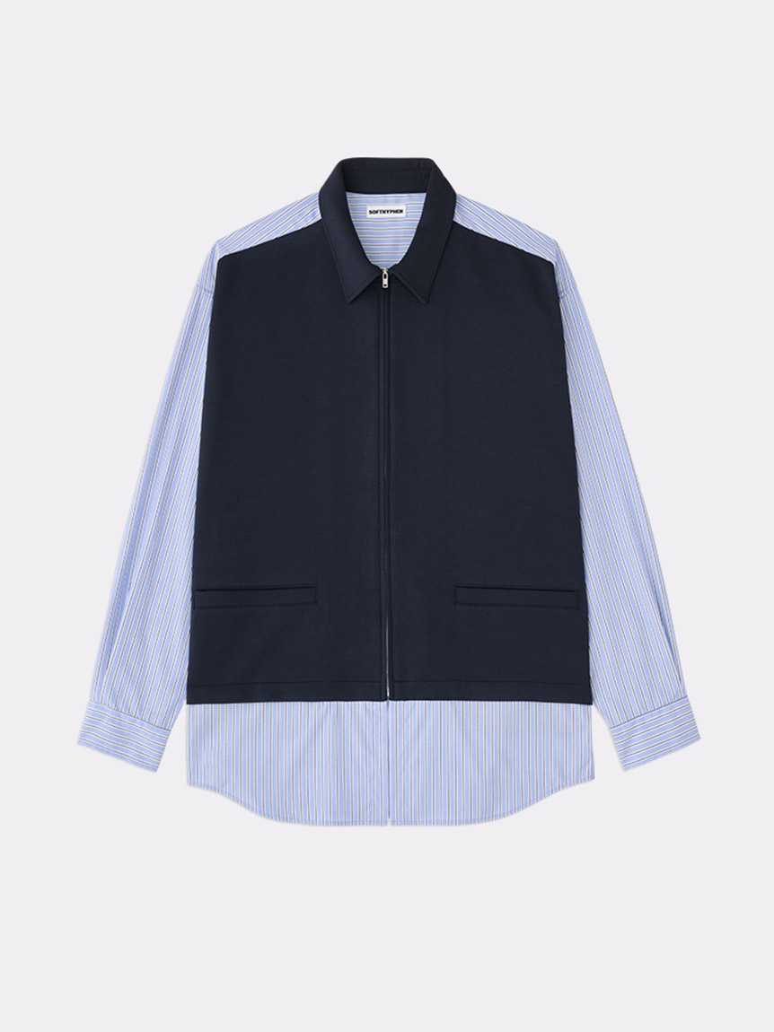 DOUBLE KNIT MIX ZIP UP SHIRT(SHIRTS)｜SOFTHYPHEN （ソフトハイフン ...