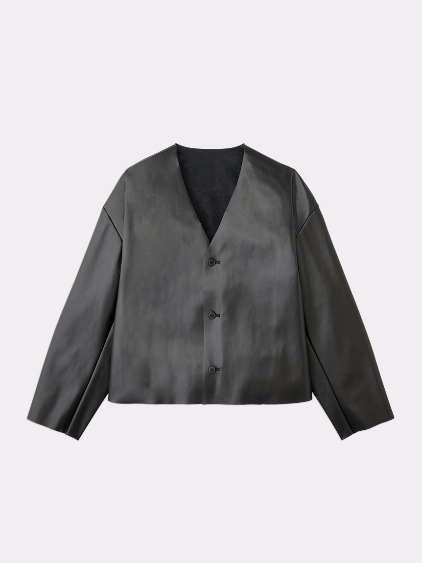 FAUX LEATHER CARDIGAN(TOPS)｜SOFTHYPHEN （ソフトハイフン）の通販 