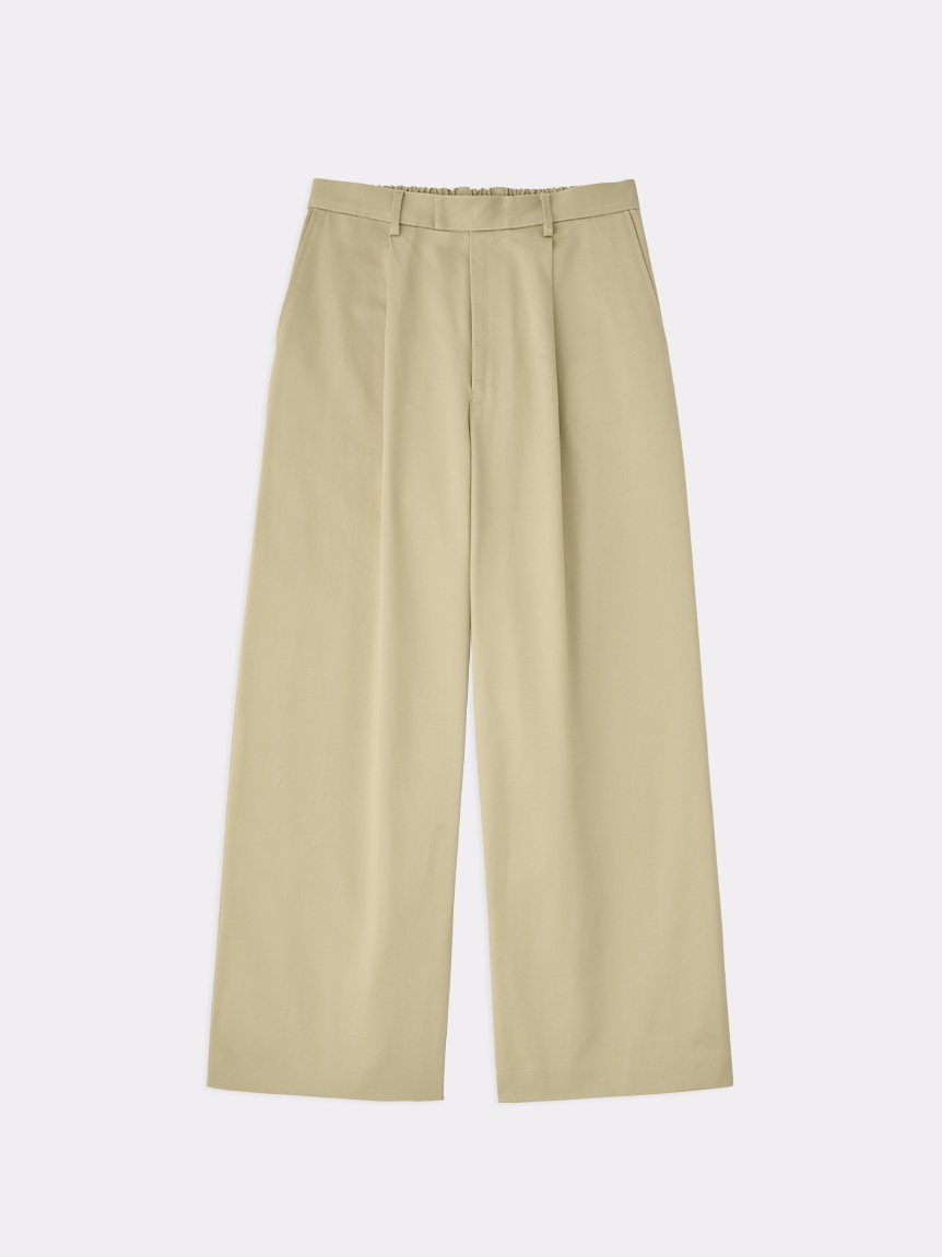 ORGANIC COTTON CHINO TUCKED EXTRA WIDE PANTS(TROUSERS)｜SOFTHYPHEN 