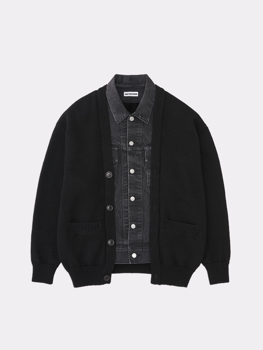 SOFTHYPHEN DENIM MIX CARDIGAN