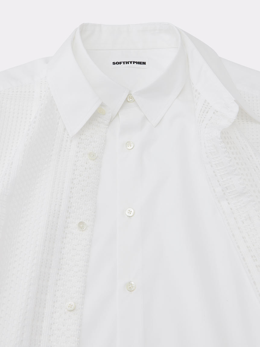 LACE MIX DOUBLE FRONT OVER SIZED SIGNATURE S/S SHIRT(SHIRTS)｜SOFTHYPHEN  （ソフトハイフン）の通販サイト【公式】
