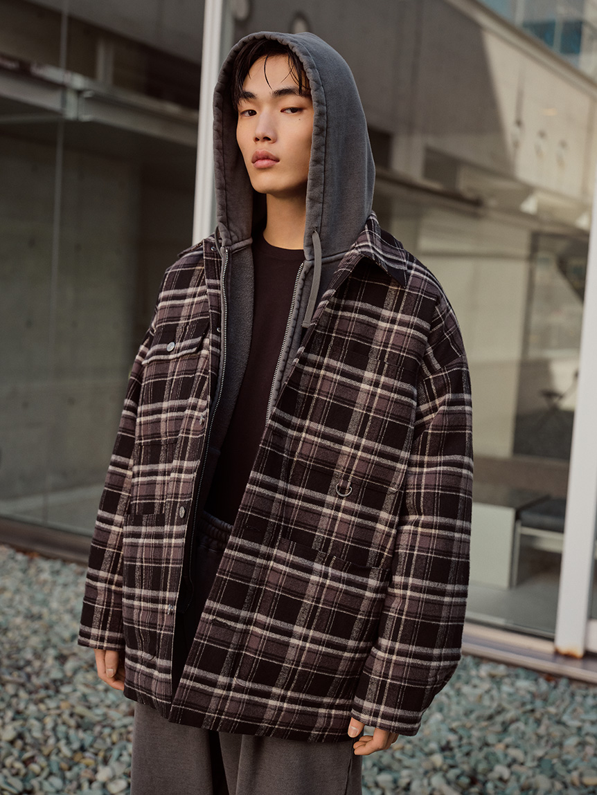 QUILT LINED SHAGGY CHECK COVERALL(その他)｜SOFTHYPHEN