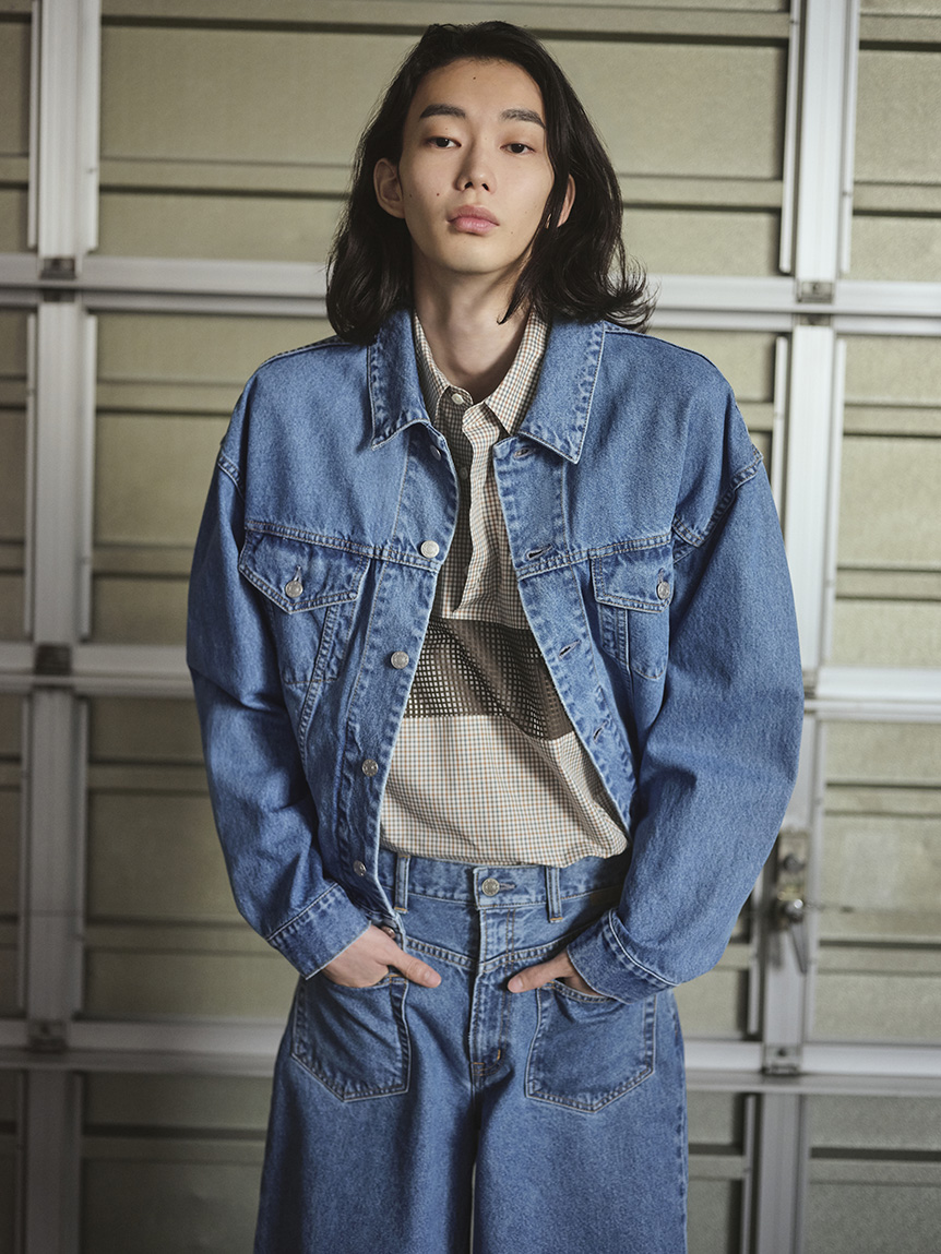 TUCKED DETAIL DENIM JACKET(JEANS)｜SOFTHYPHEN （ソフト