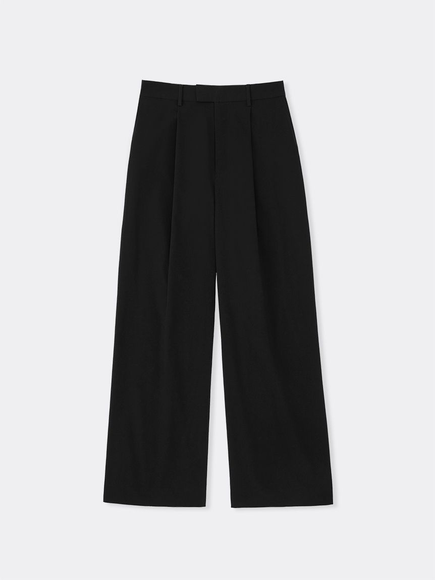 TAFFETA TUCKED EXTRA WIDE TROUSERS(TROUSERS)｜SOFTHYPHEN
