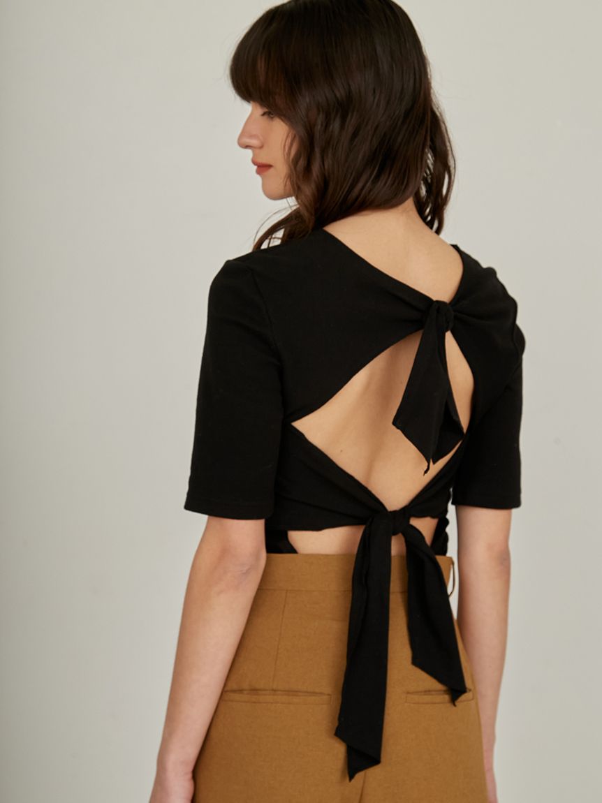 tシャツ Back ribbon cut top　　バックリボンカットトップ レディース バックリボントップス / Back Ribbon Tops | FICTION TOKYO O