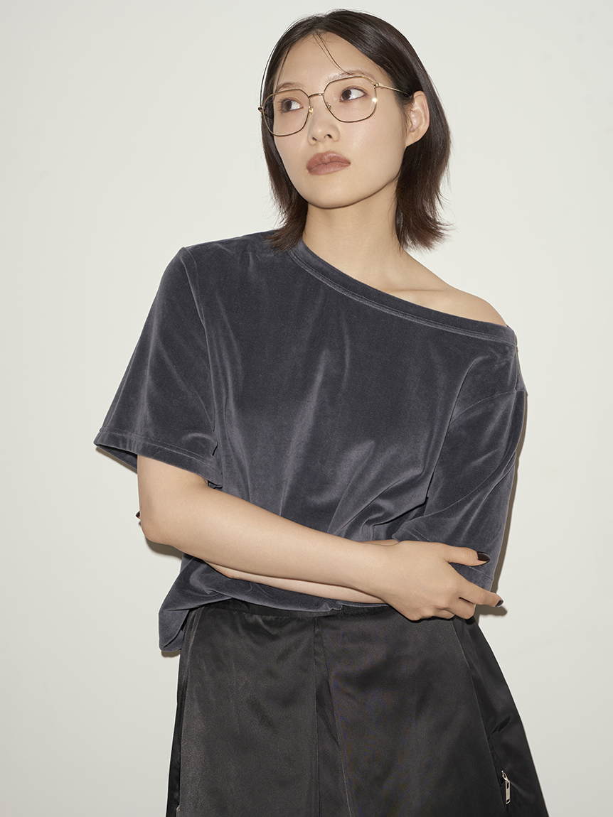 WEB限定カラーあり】【セットアップ対応】アシンメトリーベロア
