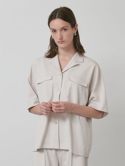 セットアップ対応】ジョーゼットオープンカラーシャツ(シャツ/ブラウス