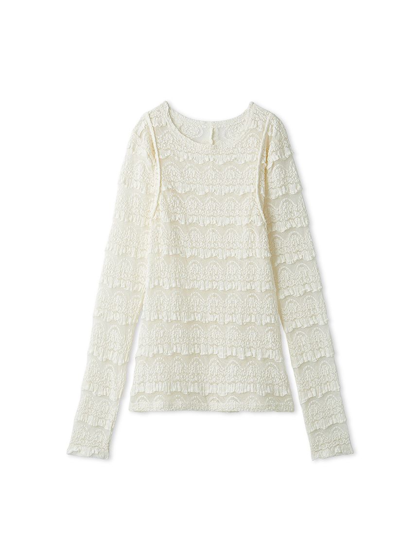 裾レースシアーカットソー　シーマリー cccmalie COCOMOMO tシャツ 「2025AW 新色登場」 総レース シアートップス 透け