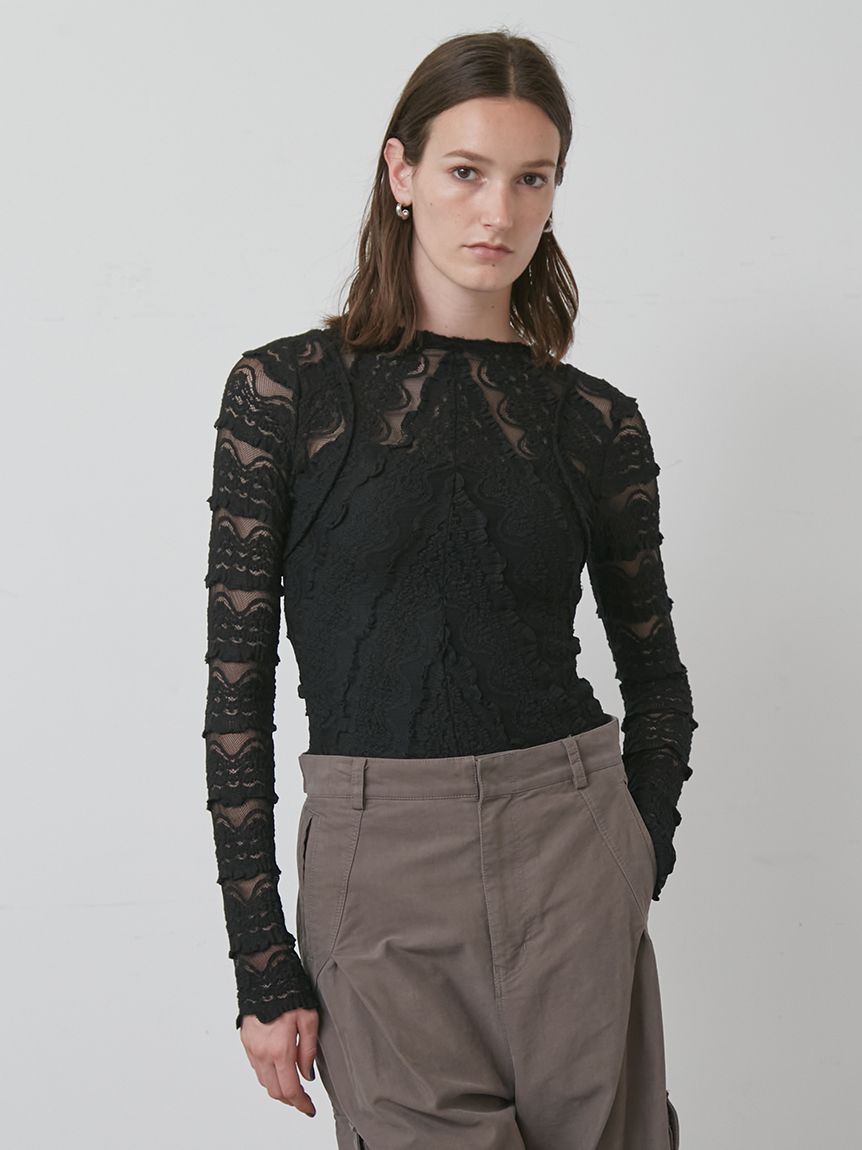 ラッフルレース2WAYシアートップス(Tシャツ/カットソー)｜トップス