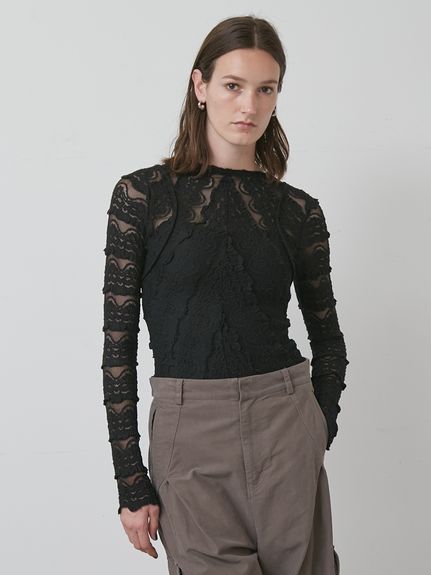 ラッフルレース2WAYシアートップス(Tシャツ/カットソー)｜トップス