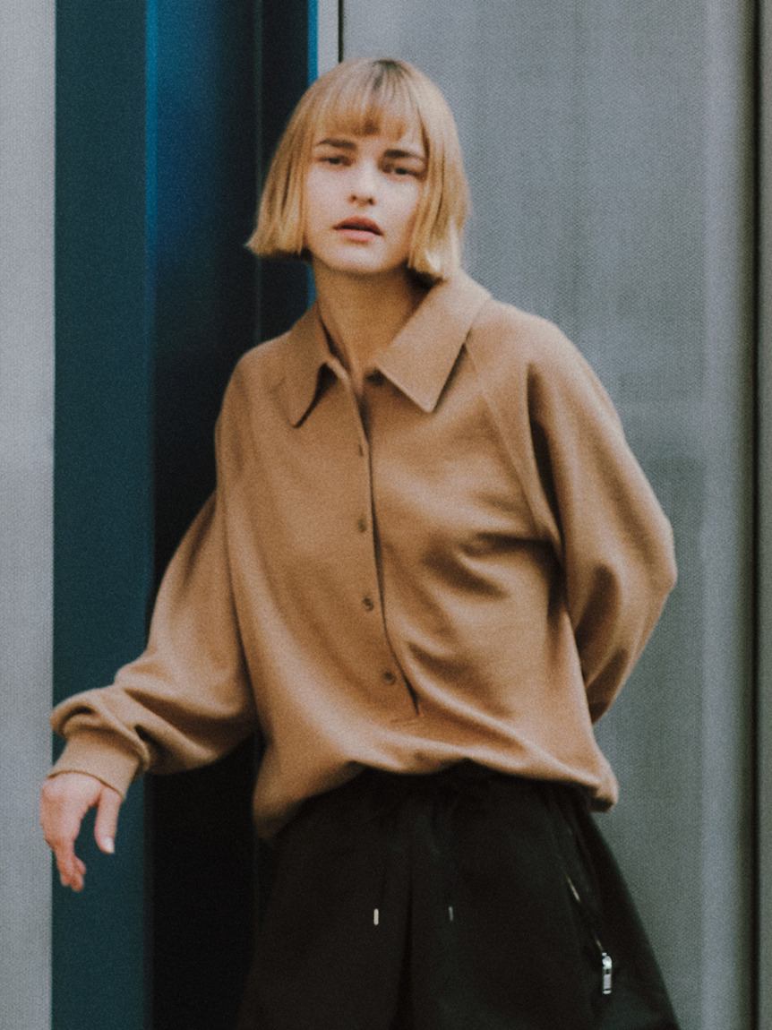 ラグランスリーブオーバーポロシャツ