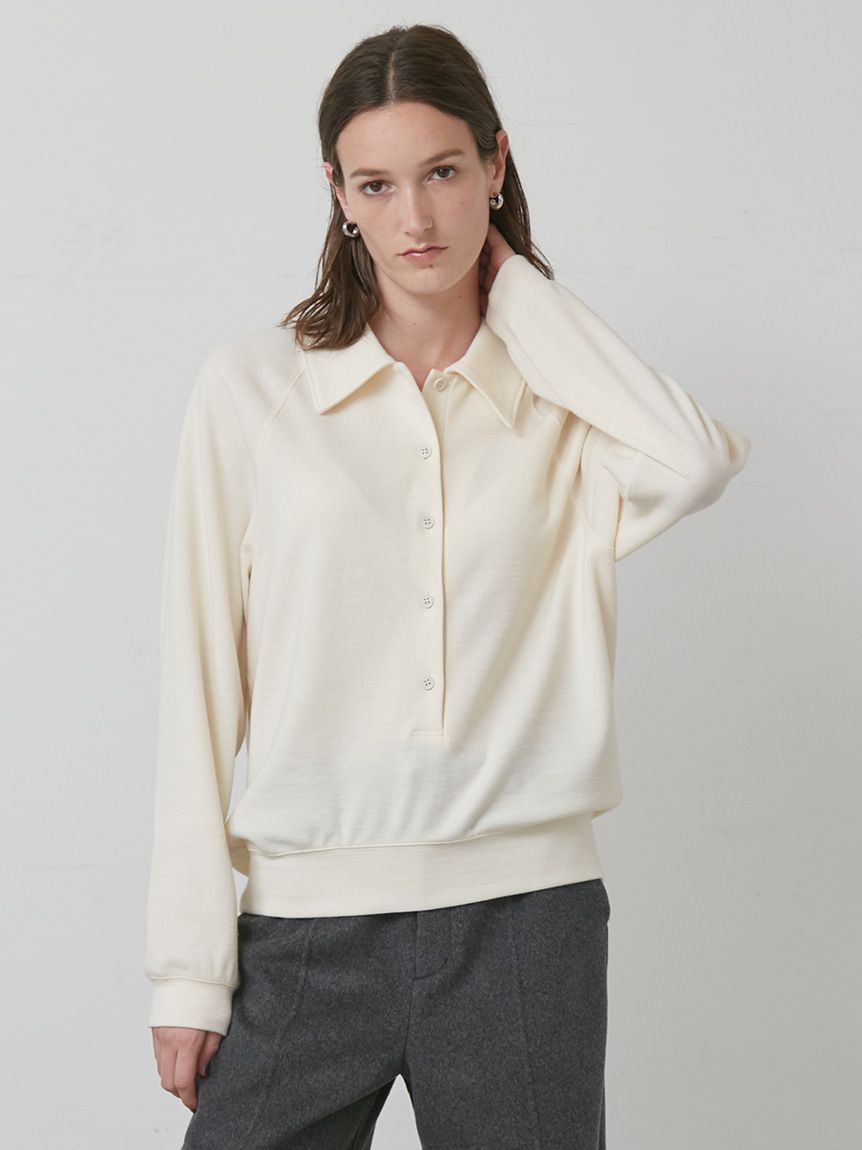 美品 THE RERACS 24SS ラグランニット ショートスリーブポロシャツ 23SS-REKN-348L-J THE RERACS ザ リラクス RERACS SHORT SLEEVE