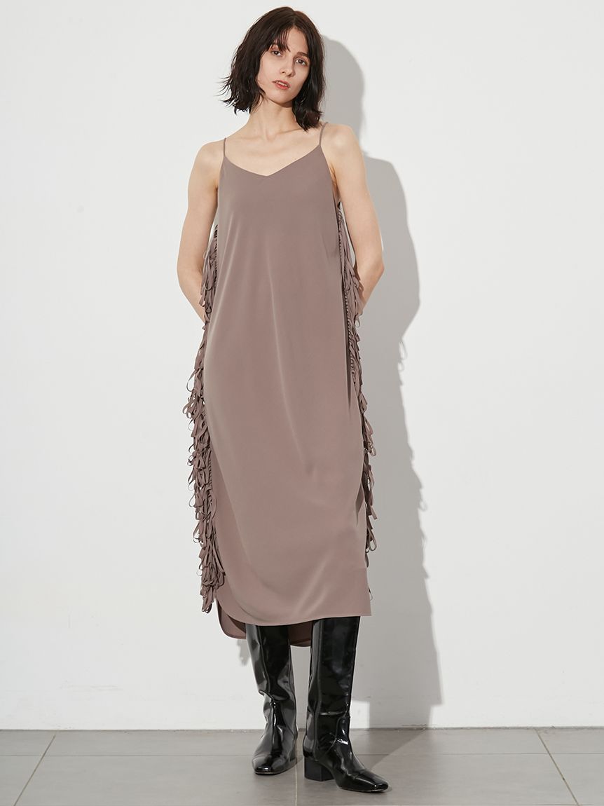 ＼半額SALE／ ジョーゼットフリンジワンピース(キャミ/ノースリワンピース ワンピース