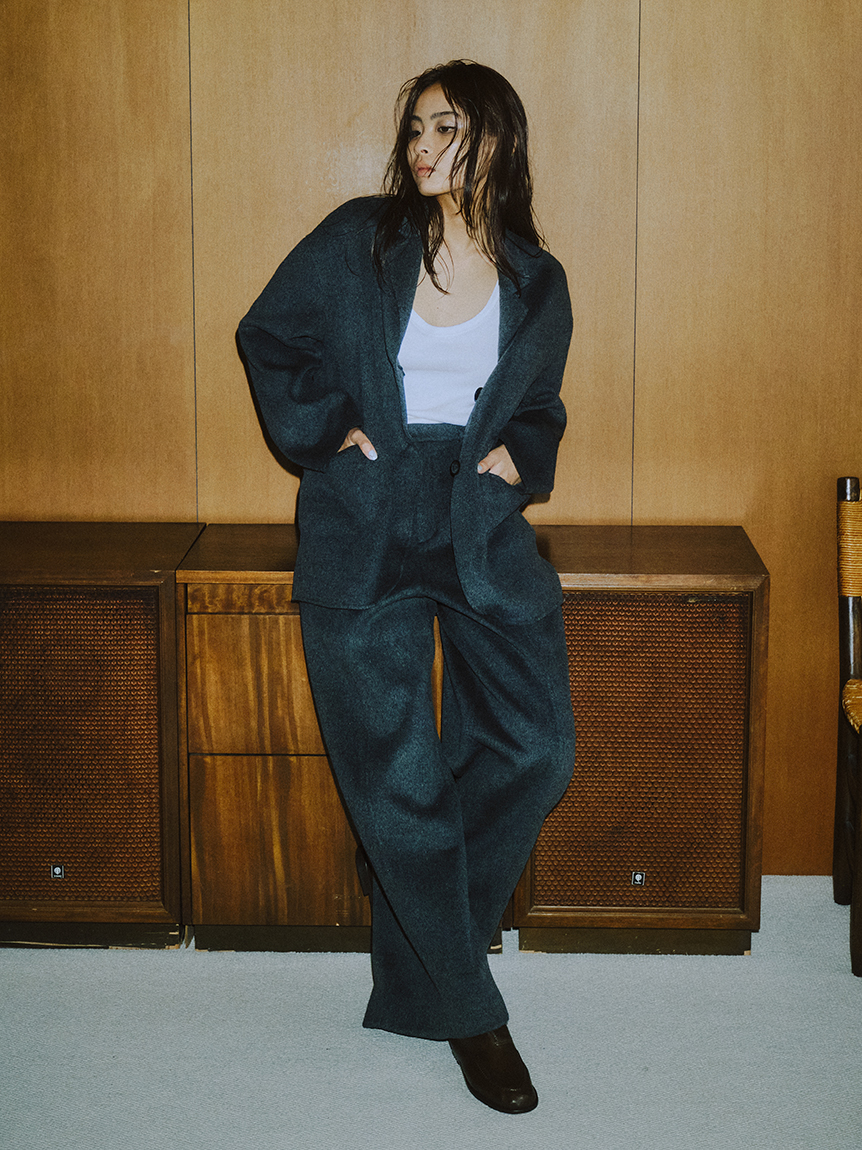 【セットアップ対応】ウールリバーワイドパンツ