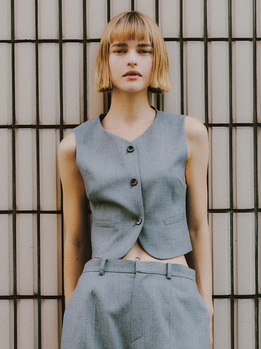 セットアップ対応】ラウンドネックスーツベスト(その他)｜アウター