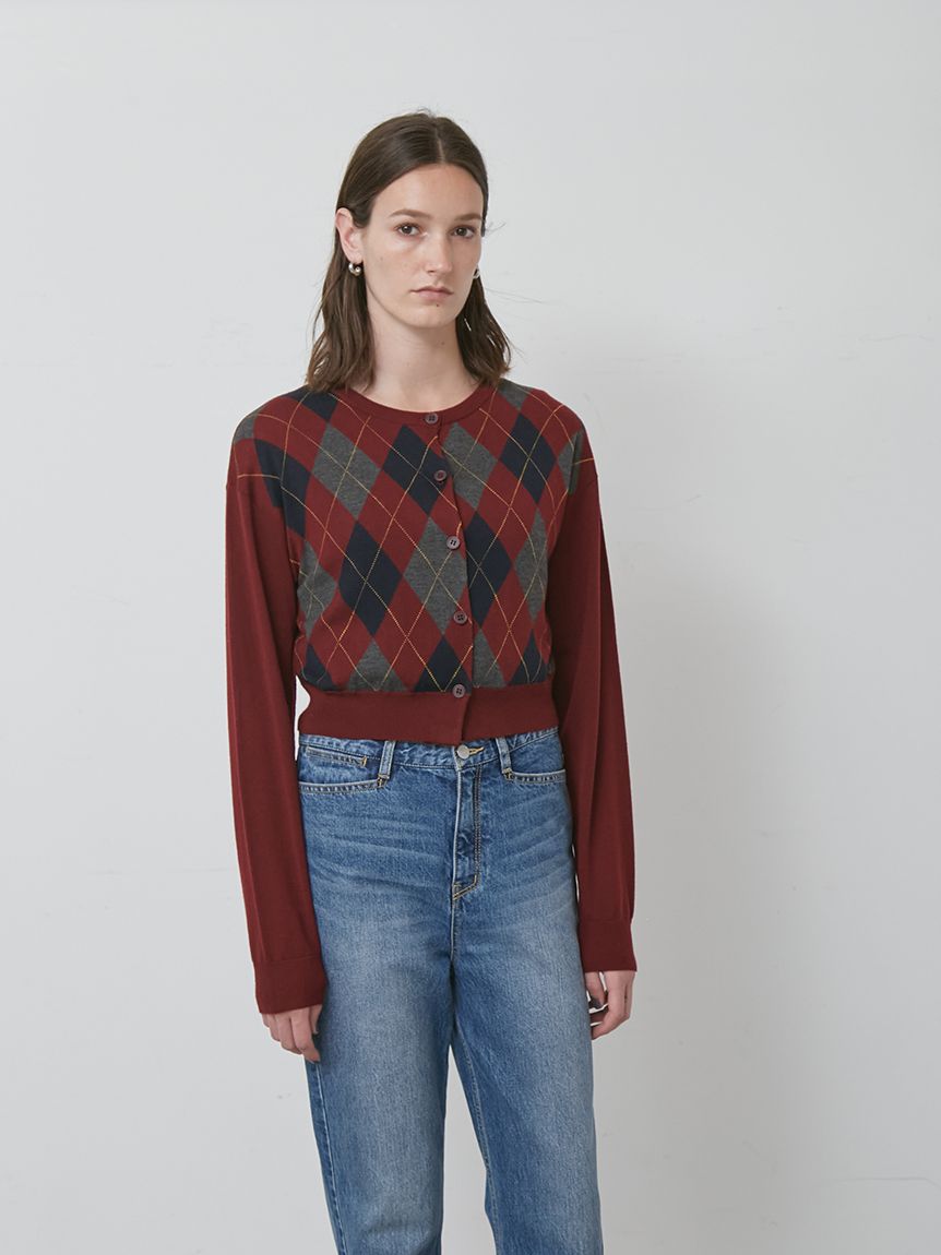 アーガイルニットカーディガン(ニット/カーディガン)｜トップス