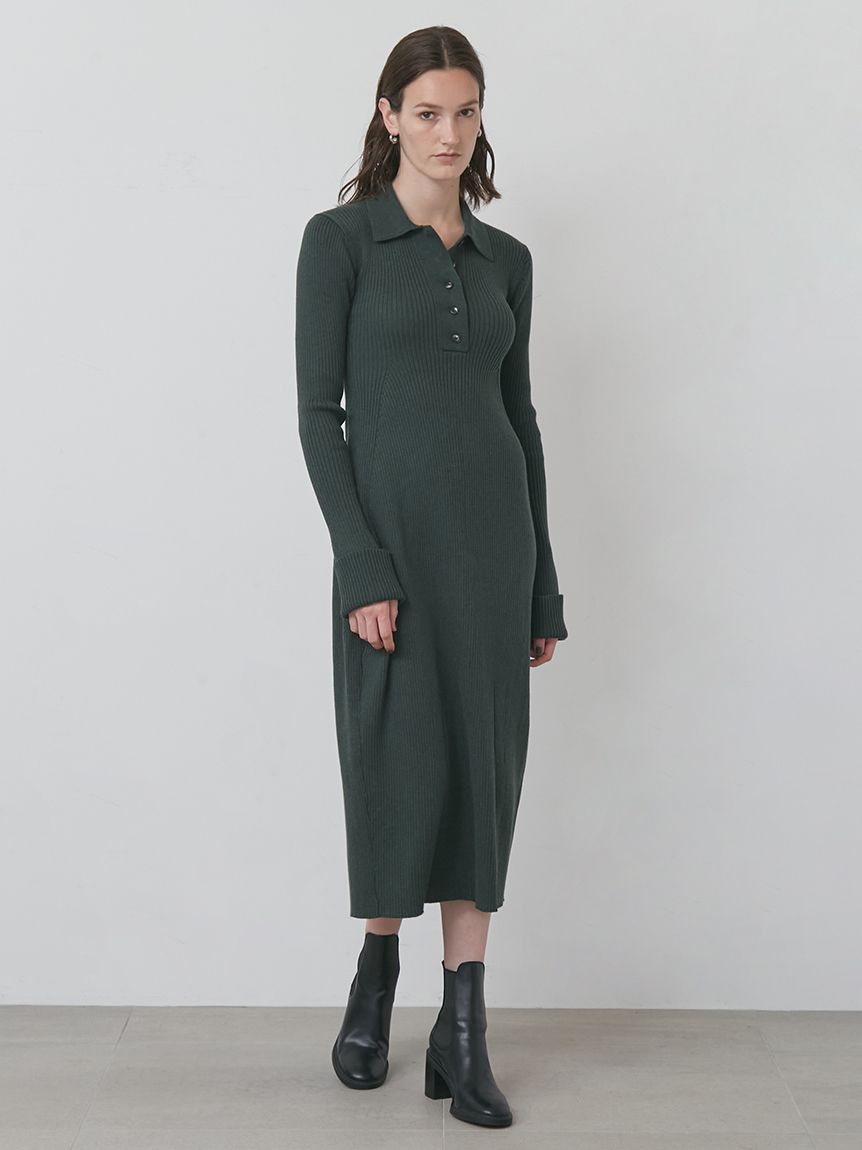 ヘンリーネックニットワンピース(マキシ/ロングワンピース