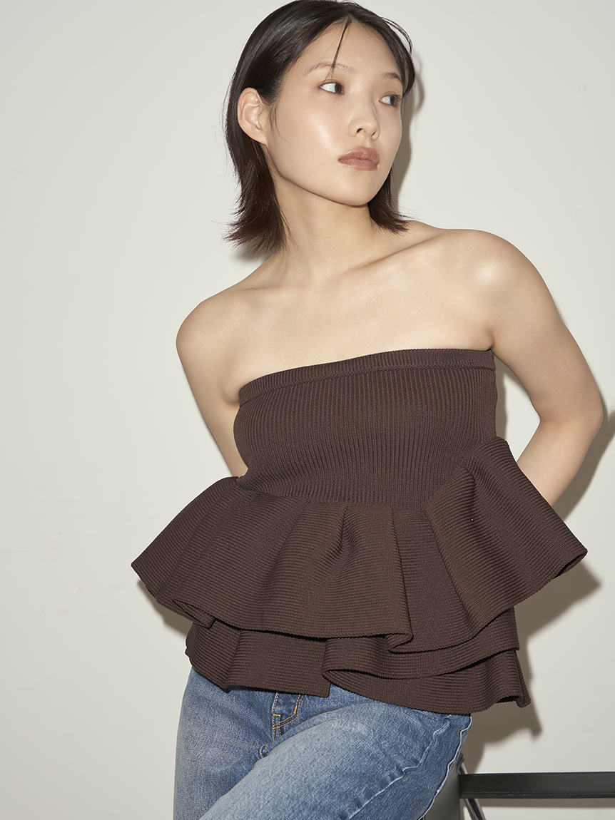 ラッフルニットベアトップ(ニット/カーディガン)｜トップス│styling