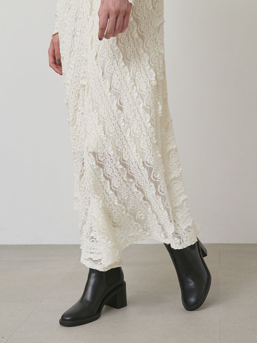 【新品タグ付】アンドクチュール　アシメラッフルレースドレス　ロングワンピース アシメラッフルレースドレス（ドレス）｜AND COUTURE（アンド