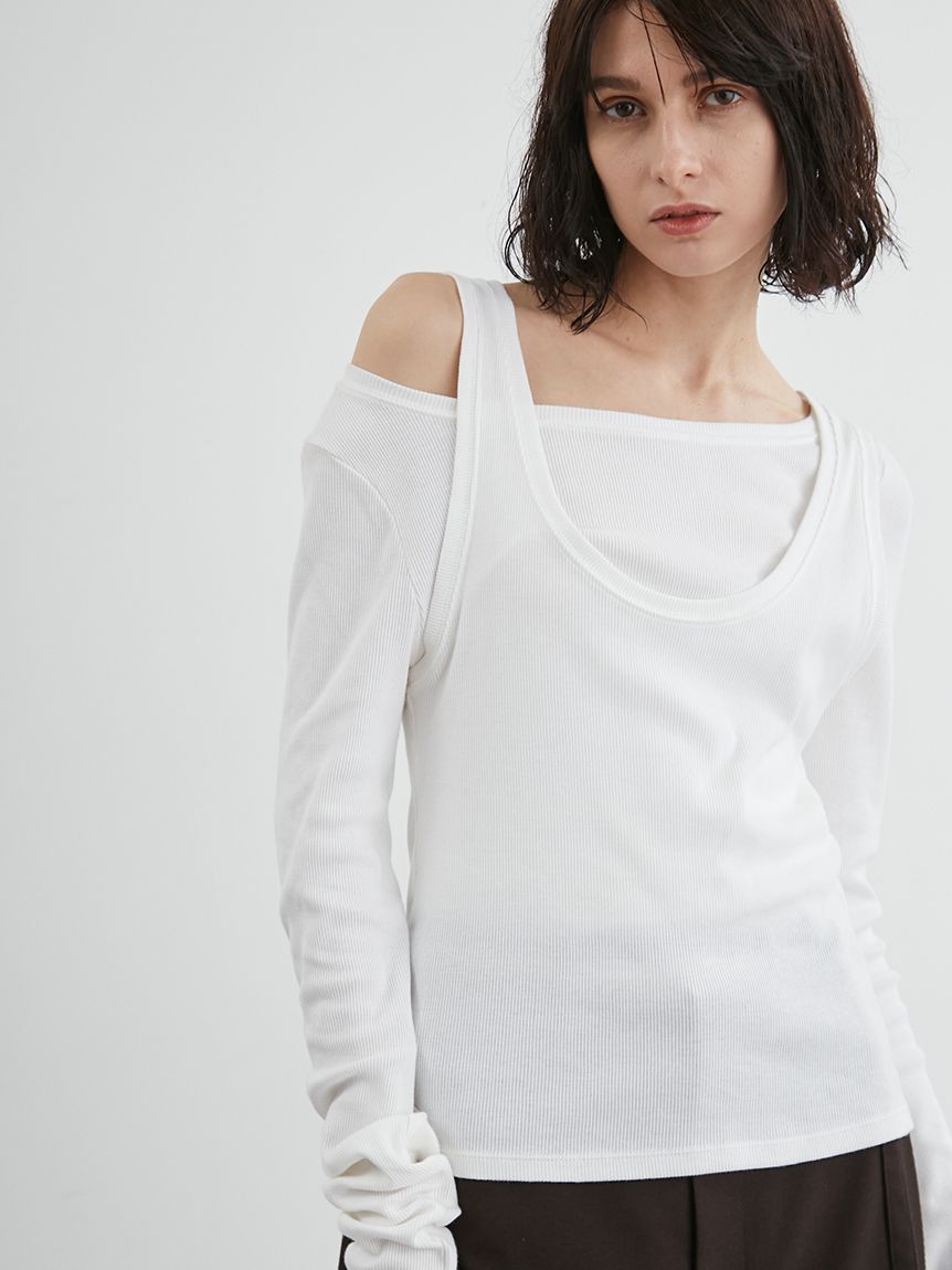 カットレイヤードトップス セットアイテム】レイヤードカットトップス(Tシャツ/カットソー